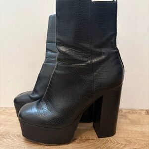 Urban Outfitters Black Textured Heeled Boots
